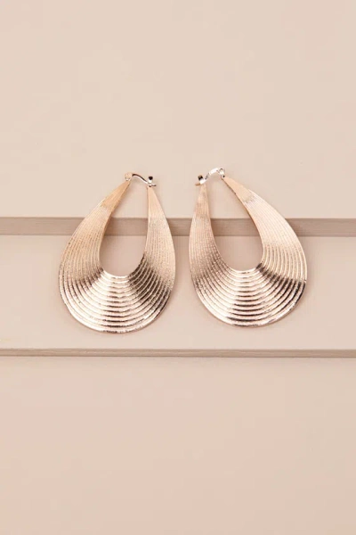 Lulus Demetria Gold Textured Geometric Hoop Earrings