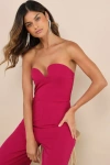 Lulus Desired Impression Magenta Asymmetrical Strapless Jumpsuit In Magenta