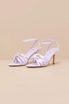 Lulus Devereux Lilac Croc-embossed Bow High Heel Sandals In Lilac