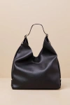 LULUS DISTINCT COOLNESS BLACK SLOUCHY BUCKLE TOTE BAG