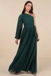 Lulus Divine Charm Emerald Green One-shoulder Maxi Dress In Emerald Green
