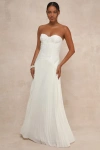 Lulus Divine Devotion White Embroidered Pleated Strapless Maxi Dress |  ModeSens