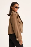 Lulus Donley Light Brown Double-breasted Cropped Trench Coat In Brown