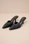 Lulus Drayton Black Studded Pointed-toe Mule Pumps In Black