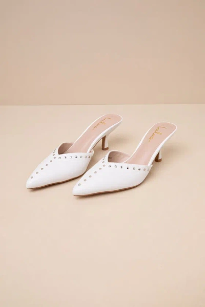 Lulus Drayton White Studded Pointed-toe Mule Pumps