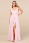 Lulus Dreamy Admiration Light Pink Green Ruffled Maxi Dress In Light Pink