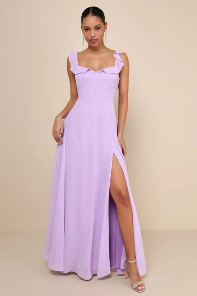 Lulus Dreamy Admiration Lilac Ruffled Maxi Dress