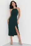 Lulus Dreamy Date Night Emerald Green Sleeveless Midi Dress In Emerald Green
