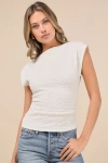 Lulus Dreamy Impression Ivory Textured Cap Sleeve Top In Ivory