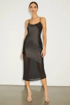 Lulus Drew Black Satin Scoop Neck Midi Dress In Black