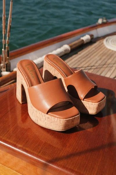 Lulus Drexel Brown Platform Slide Sandals