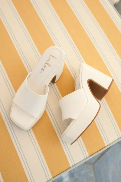 Lulus Drexel White Platform Slide Sandals