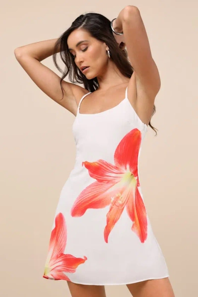 Lulus Dulcea Ivory Floral Sleeveless Mini Dress