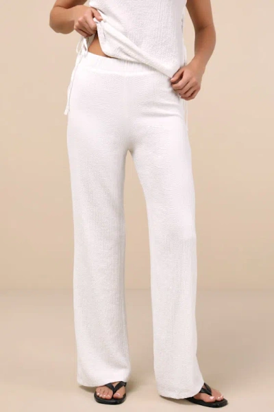 Lulus Easygoing Energy White Textured High-rise Pants