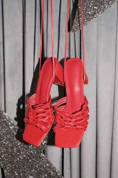 Lulus Eda Red Knotted Lace-up High Heel Sandals