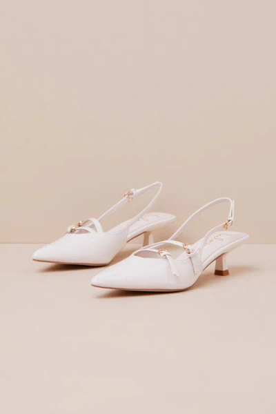 Lulus Edelie Off White Patent Pointed-toe Slingback Pumps