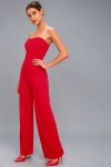 Lulus Edith Red Strapless Jumpsuit In Red