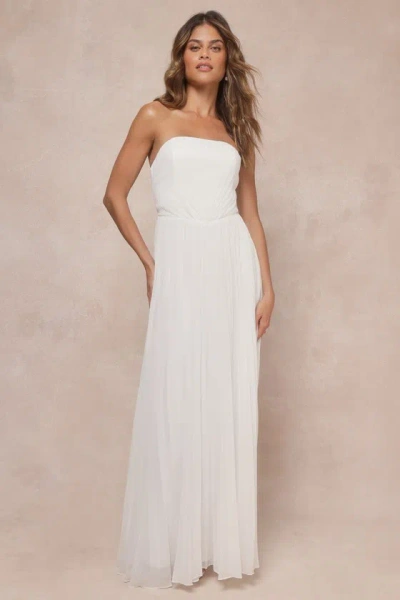 Lulus Effervescent Love White Pleated Strapless A-line Maxi Dress