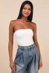 Lulus Effortless Concept Ivory Strapless Bodysuit In Ivory
