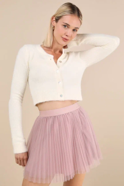 Lulus Effortless Sweetheart Mauve Mesh Pleated Mini Skirt