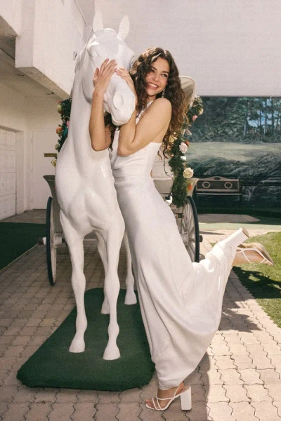 Lulus Effortlessly Sensational White Satin Backless Maxi Dress
