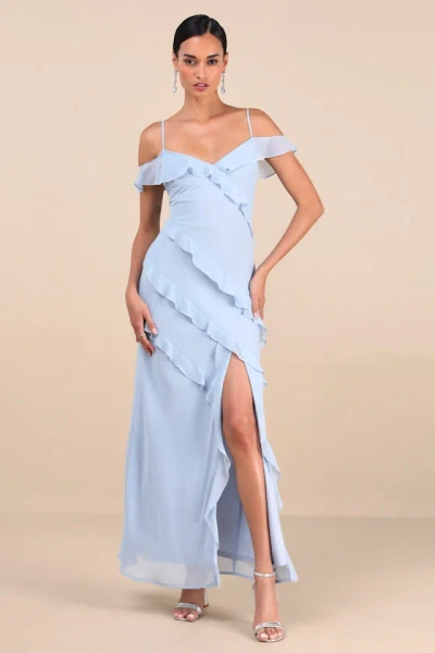 Lulus Elara Light Blue Ruffled Maxi Dress