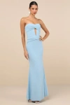 Lulus Elegant Finesse Light Blue Pleated Cutout Maxi Dress In Light Blue