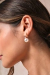 Lulus Elegant Passion White Pearl Rhinestone Stud Earrings In White