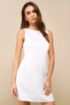 Lulus Elevated Appearance Ivory Satin Open Back Mini Dress In Ivory