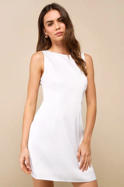 Lulus Elevated Appearance Ivory Satin Open Back Mini Dress