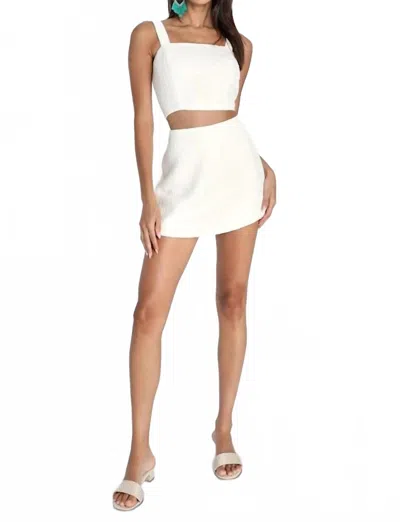 LULUS ELEVATED ATTITUDE TWEED SLEEVELESS TWO-PIECE SKORT ROMPER IN WHITE