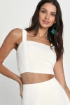 Lulus Elevated Attitude White Tweed Sleeveless Two-piece Skort Romper In White
