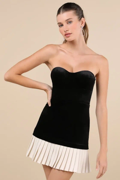 Lulus Elevated Invite Black Velvet Strapless Mini Dress