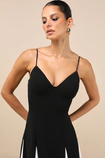 Lulus Elisha Black And White Sleeveless Maxi Dress