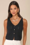 Lulus Elite Cuteness Navy Blue Button-front Sweater Vest Top In Navy Blue