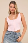 Lulus Elmarie Light Pink Rickrack Hook-and-eye Crop Tank Top In Light Pink