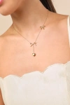 Lulus Elsy Gold Bow And Heart Drop Necklace