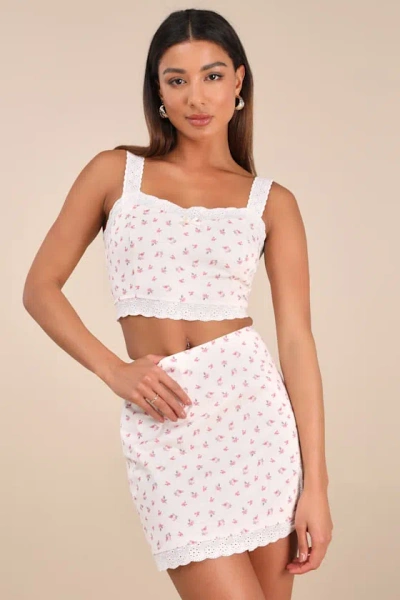 Lulus Emanita Ivory Ditsy Floral Two-piece Bodycon Mini Dress