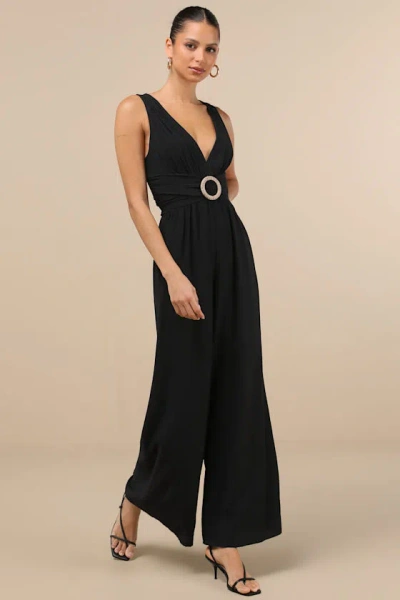 Lulus Emlyn Black O-ring Wide-leg Jumpsuit