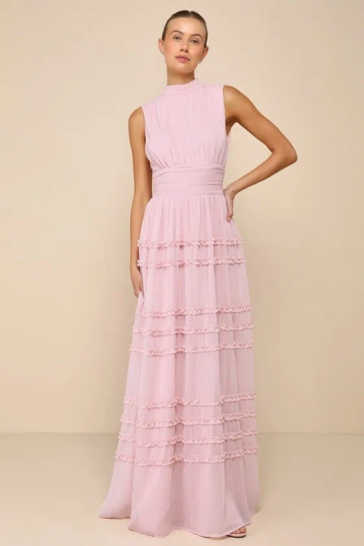 Lulus Enchantingly Sweet Blush Pink Chiffon Backless Maxi Dress