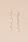 Lulus Endlessly Lovable Gold And White Pearl Heart Drop Earrings In Gold And White