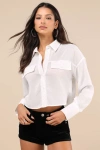 Lulus Energizing Glitter White Rhinestone Button-up Top In White