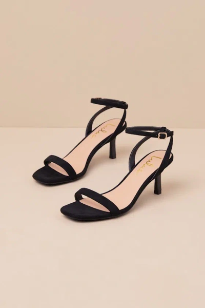 Lulus Ensley Black Suede Kitten Heel Ankle Strap Sandals
