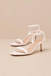 Lulus Ensley White Kitten Heel Ankle Strap Sandals In White