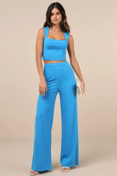 Lulus Enticing Endeavor Bright Blue Two-piece Jumpsuit