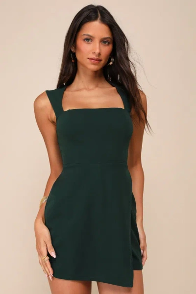Lulus Enticing Endeavors Green Square Neck Sleeveless Skort Romper