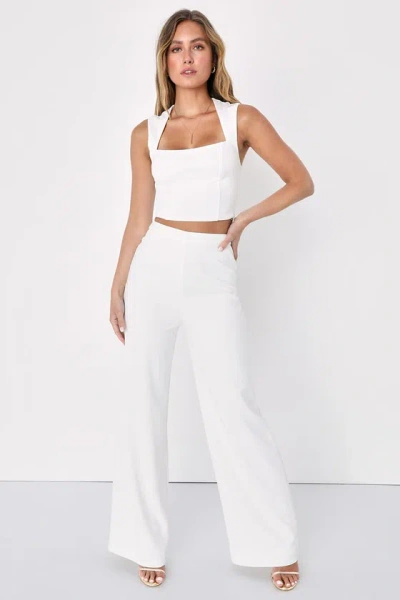 Lulus Enticing Endeavors White Two-piece Jumpsuit