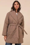 Lulus Enviable Forecast Brown Quilted Coat In Brown