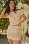Lulus Enviably Luxury Beige Plaid Two-piece Sweater Mini Dress In Beige