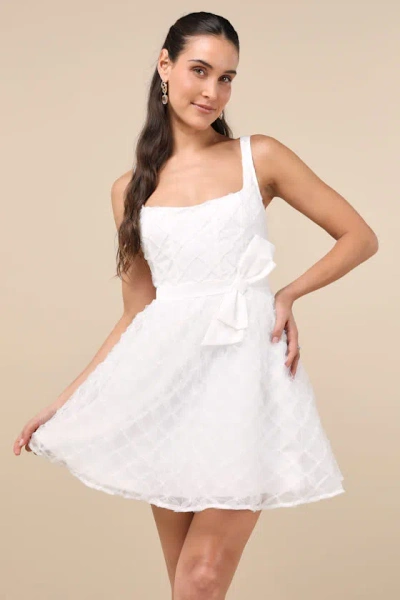 Lulus Eowyn White Tulle Bow Skater Mini Dress
